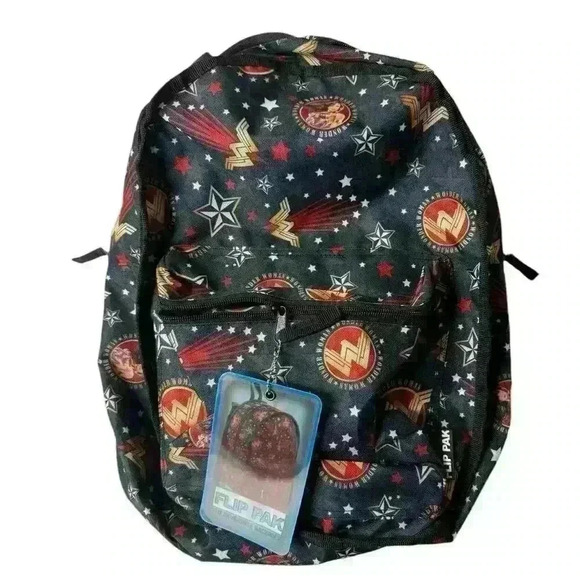DC CARTOONS WONDER WOMAN FLIP PAK REVERSIBLE BACKPACK SIZE OS - Picture 2 of 10